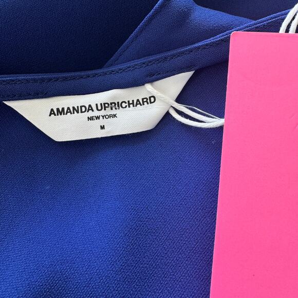 Amanda Uprichard Medium Matthews Midi Dress Surplice V-Neck Sleeveless Slit Blue - Picture 8 of 10